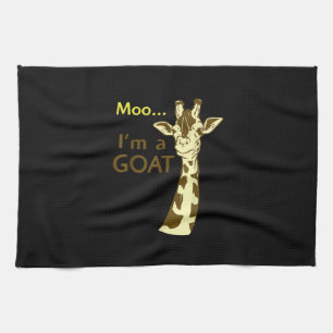 Grappig verwarrend Giraffe Moo ik ben een geit Theedoek