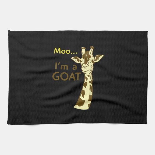 Grappig verwarrend Giraffe Moo ik ben een geit Theedoek (Horizontaal)