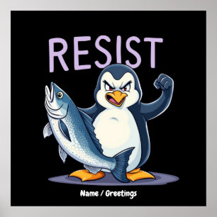 Grappig verzet tegen Penguin-protest tegen tarieve Poster