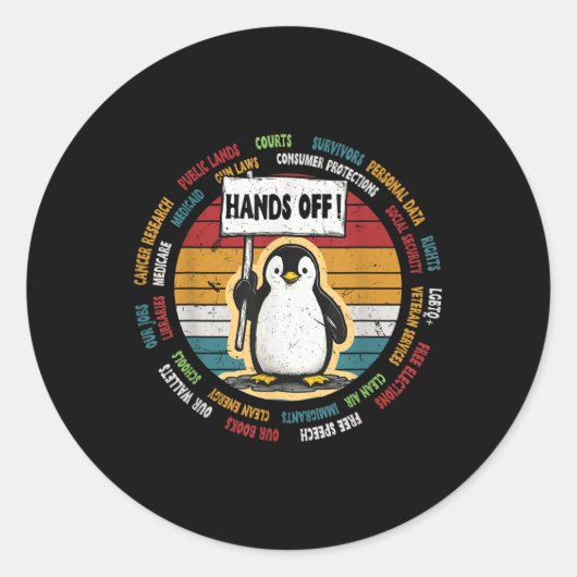 Grappig verzet tegen Penguin-protest tegen tarieve Ronde Sticker (Voorkant)