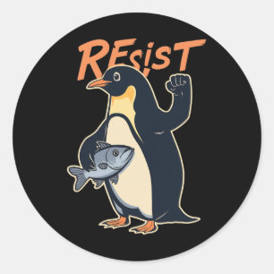 Grappig verzet tegen pinguïn-activisme protest teg ronde sticker