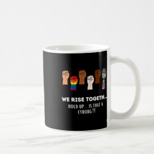 Grappig verzet vuisten we staan samen voor gelijkh koffiemok