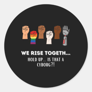 Grappig verzet vuisten we staan samen voor gelijkh ronde sticker