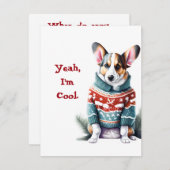 Grappig vest Welsh Corgi in Kersttrui Feestdagenkaart (Voorkant / Achterkant)