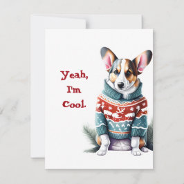Grappig vest Welsh Corgi in Kersttrui Feestdagenkaart