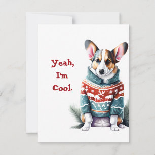 Grappig vest Welsh Corgi in Kersttrui Feestdagenkaart