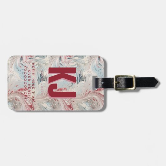 Grappig vet gepersonaliseerd monogram bagagelabel (Voorkant horizontaal)