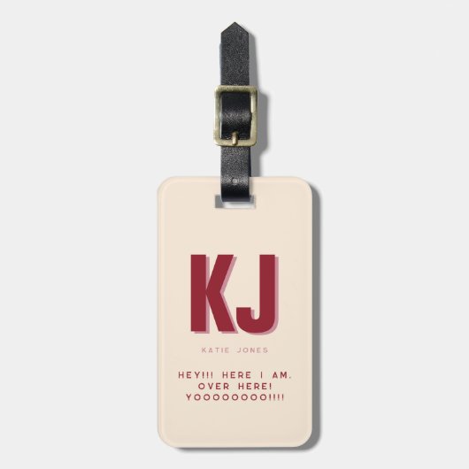 Grappig vet gepersonaliseerd monogram bagagelabel (Voorkant verticaal)