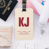 Grappig vet gepersonaliseerd monogram bagagelabel