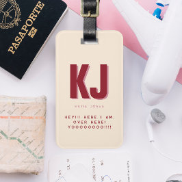 Grappig vet gepersonaliseerd monogram bagagelabel