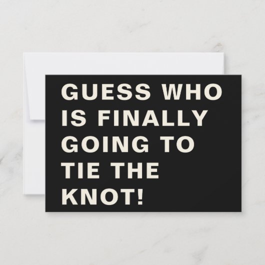 Grappig vet modern zwart wit typografie bruiloft save the date (Voorkant)