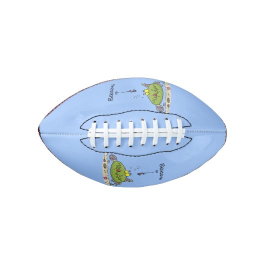 Grappig vethongerige groene visvisserij-cartoon american football (Voorkant)