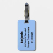 Grappig vethongerige groene visvisserij-cartoon bagagelabel (Achterkant verticaal)