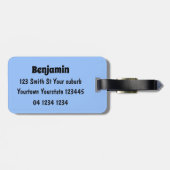 Grappig vethongerige groene visvisserij-cartoon bagagelabel (Achterkant horizontaal)