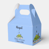 Grappig vethongerige groene visvisserij-cartoon bedankdoosjes (Voorkant Zijde)