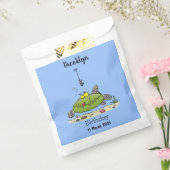 Grappig vethongerige groene visvisserij-cartoon bedankzakje (Gezegeld)