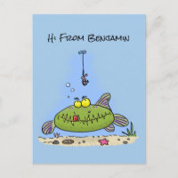 Grappig vethongerige groene visvisserij-cartoon