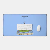 Grappig vethongerige groene visvisserij-cartoon bureaumat (Keyboard & Muis)