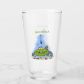 Grappig vethongerige groene visvisserij-cartoon glas (Voorkant)