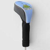 Grappig vethongerige groene visvisserij-cartoon golfheadcover (Schuin)