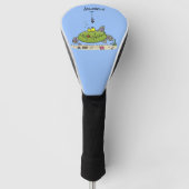 Grappig vethongerige groene visvisserij-cartoon golfheadcover (Voorkant)