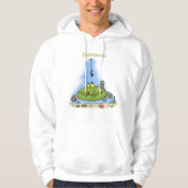 Grappig vethongerige groene visvisserij-cartoon hoodie (Voorkant)