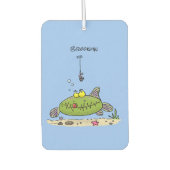 Grappig vethongerige groene visvisserij-cartoon luchtverfrisser (Voorkant)