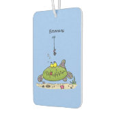 Grappig vethongerige groene visvisserij-cartoon luchtverfrisser (Links)