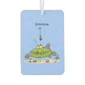 Grappig vethongerige groene visvisserij-cartoon luchtverfrisser (Achterkant)