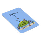 Grappig vethongerige groene visvisserij-cartoon magneet (Rechterzijde)