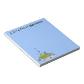 Grappig vethongerige groene visvisserij-cartoon notitieblok (Schuin)