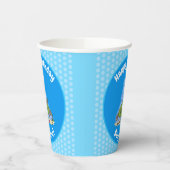 Grappig vethongerige groene visvisserij-cartoon papieren bekers (Links)