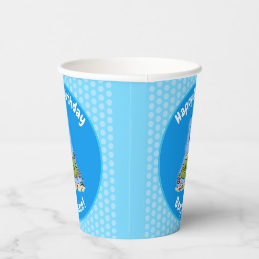 Grappig vethongerige groene visvisserij-cartoon papieren bekers (Rechts)