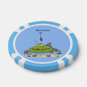 Grappig vethongerige groene visvisserij-cartoon poker chips (Enkel)