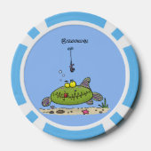 Grappig vethongerige groene visvisserij-cartoon poker chips (Achterkant)
