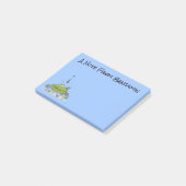 Grappig vethongerige groene visvisserij-cartoon post-it® notes (Schuin)