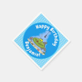 Grappig vethongerige groene visvisserij-cartoon servet (Hoek)