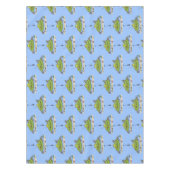 Grappig vethongerige groene visvisserij-cartoon tafelkleed (Voorkant)