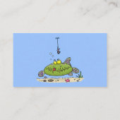 Grappig vethongerige groene visvisserij-cartoon visitekaartje (Achterkant)