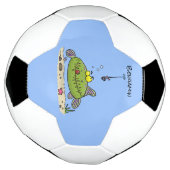 Grappig vethongerige groene visvisserij-cartoon voetbal (Gedraaid)