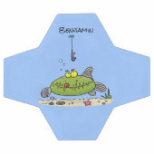 Grappig vethongerige groene visvisserij-cartoon voetbal (Enkel)