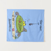 Grappig vethongerige groene visvisserij-cartoon wandkleed (Voorkant (horizontaal))