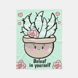 Grappig vettig blad in jezelf aanmoediging fleece deken