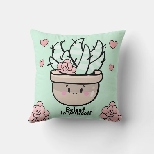 Grappig vettig blad in jezelf aanmoediging kussen (Achterkant)