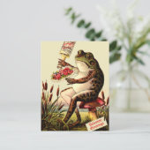 Grappig Victoriaans Era Kikker op Toadstool Valent Feestdagenkaart (Staand voorkant)