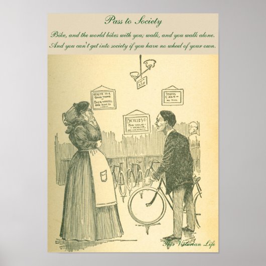 Grappig Victoriaans fietsscène Poster (Voorkant)