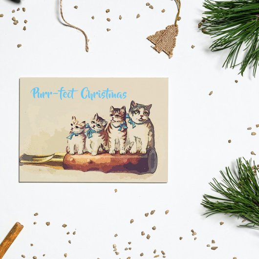 Grappig Victoriaans kerstkatten Briefkaart