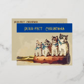 Grappig Victoriaans kerstkatten Folie Feestdagen Briefkaart (Voorkant / Achterkant)