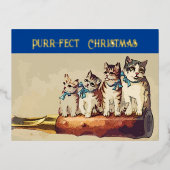 Grappig Victoriaans kerstkatten Folie Feestdagen Briefkaart (Voorkant)