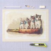 Grappig Victoriaans kerstkatten Tissuepapier (Craft)